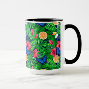 Taza Acuarela de jardín tropical y turquesa