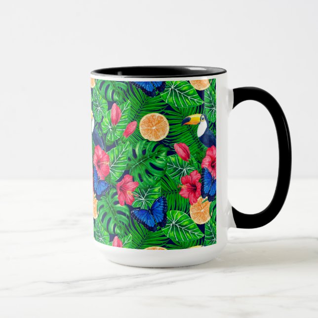 Taza Acuarela de jardín tropical y turquesa (Derecha)