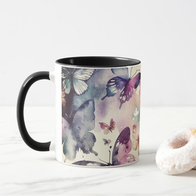 Taza Acuarela de mariposa (Con donut)