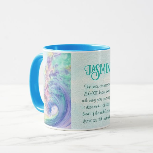 Taza Acuarela de ola oceánica por Miranda Personalizado (Anverso izquierdo)