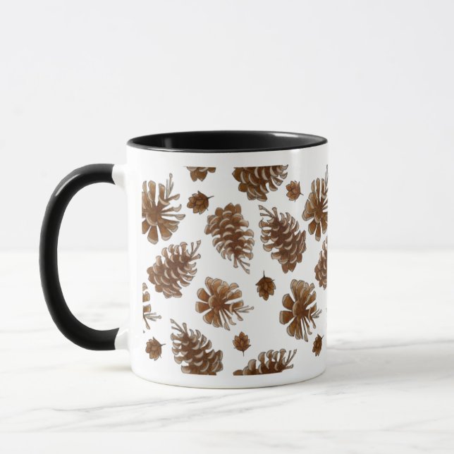 Taza Acuarela De Pinecona Botánica Rústica (Izquierda)