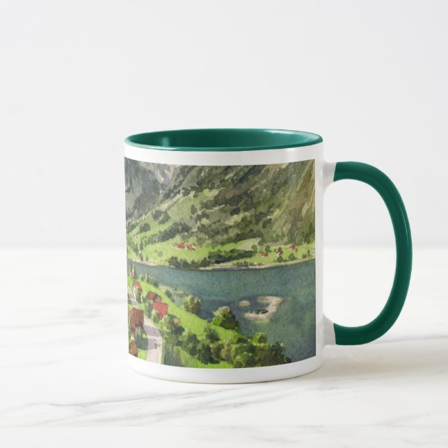 Taza Acuarela de un paisaje de Suiza (Derecha)