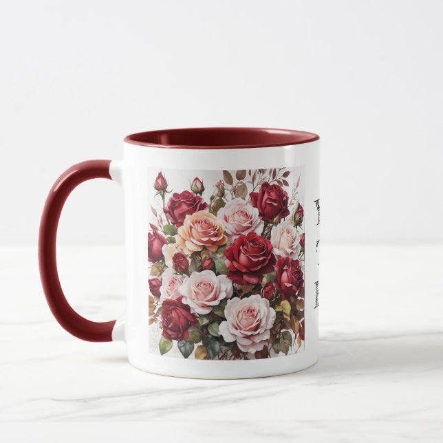 Taza Acuarela Elegante Rosas de marrón flor Mug (Izquierda)