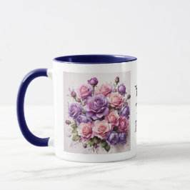 Taza Acuarela Elegante Violeta Rosas Púrpura Flor Mug
