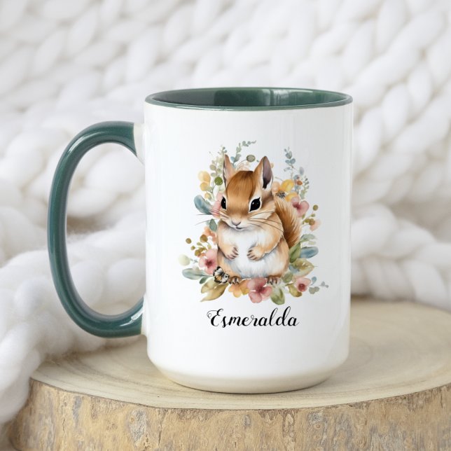 Taza Acuarela Floral Bebé ardilla y pingüino (Subido por el creador)