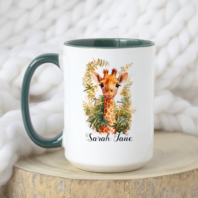 Taza Acuarela Floral Cute bebé Girafa Safari Animal (Subido por el creador)