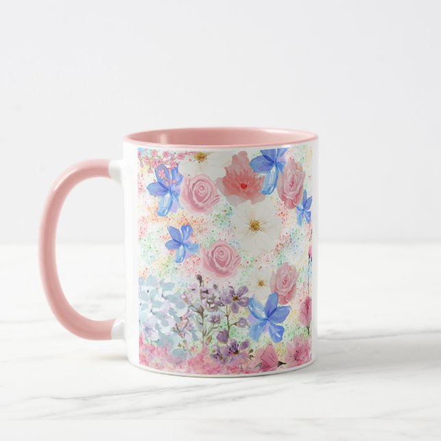 Taza Acuarela Floral Mug - Romántica y Girona (Izquierda)