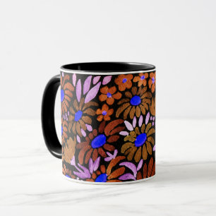 Taza Acuarela flores de prado de manzanilla campo flora