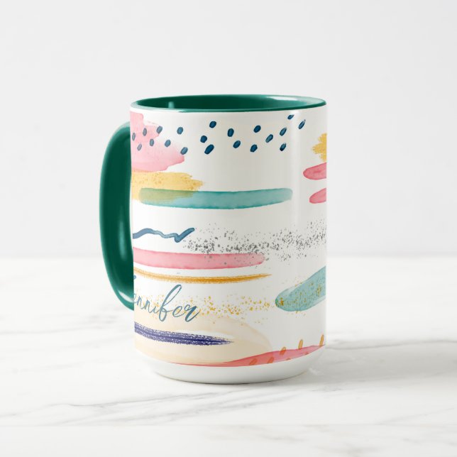 Taza Acuarela Geométrica abstracta personalizada (Anverso izquierdo)
