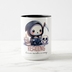 Taza Acuarela Grim Reaper Book Lover