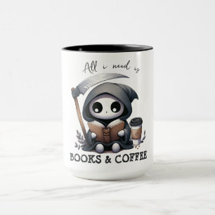 Taza Acuarela Grim Reaper Book Lover