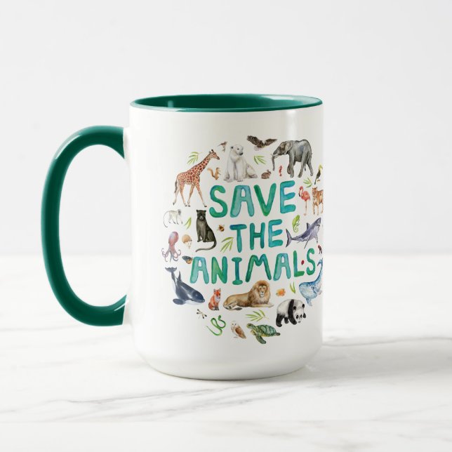 Taza Acuarela Guardar los animales (Izquierda)