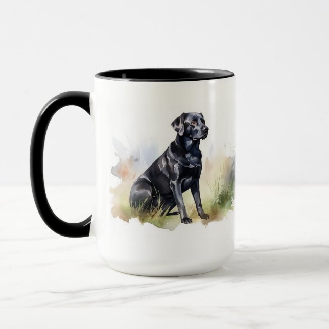 Taza Acuarela Labrador Negro Recuperador (Izquierda)
