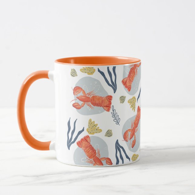 Taza Acuarela Lobster Crustacean Beach Sand Dollars (Izquierda)