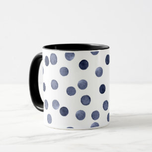 Taza Acuarela . Lunares azules