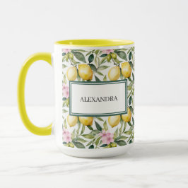 Taza Acuarela mediterránea de flores de limón italiana