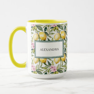 Taza Acuarela mediterránea de flores de limón italiana