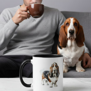 Taza Acuarela Minimalista de Basset Hound