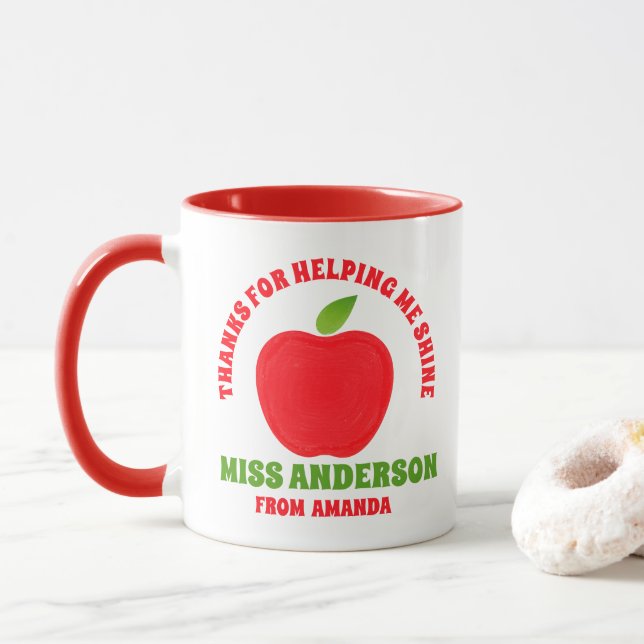 Taza Acuarela moderna Apple profesora gracias barba de  (Con donut)