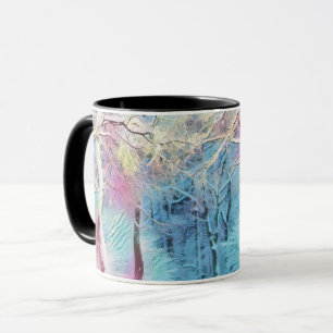 Taza Acuarela moderna de árboles nevados de colores