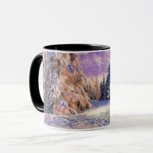 Taza Acuarela moderna de árboles nevados de colores