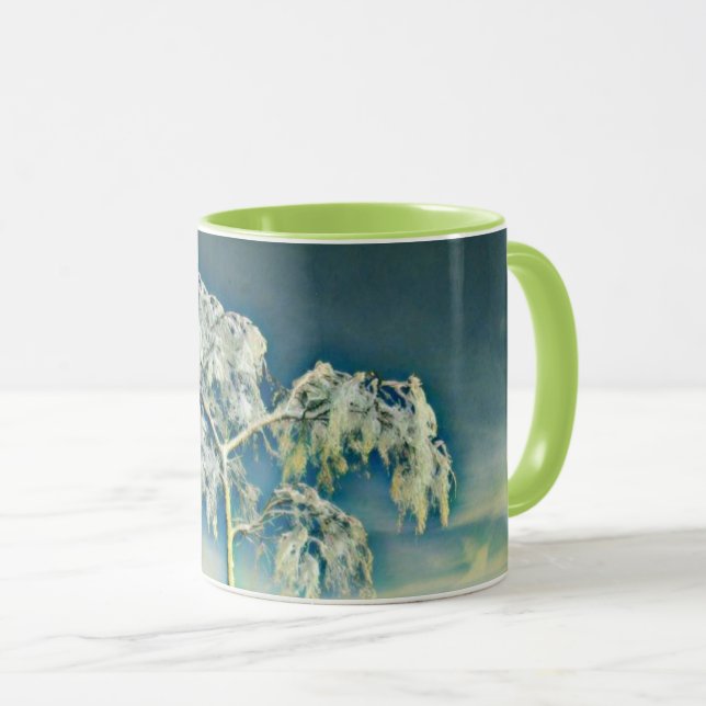 Taza Acuarela moderna de árboles nevados de colores (Anverso derecho)