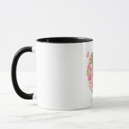 Taza Acuarela Monograma Floral y Dorado Letra H