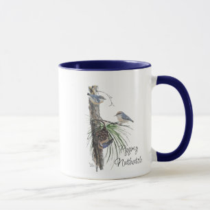 Taza Acuarela original pájaros trepadores pigmeos lindo