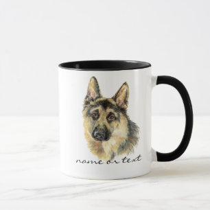 Taza Acuarela Perro Pastor Alemán Mascota Animal
