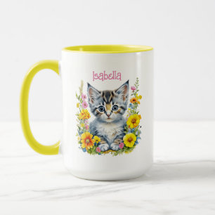 Taza Acuarela personalizada de Gris Gris y Flores