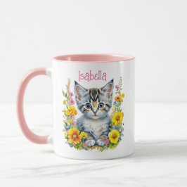 Taza Acuarela personalizada de Gris Gris y Flores