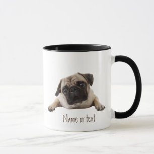 Taza Acuarela Pug Mascota Perro Personalizado Mug