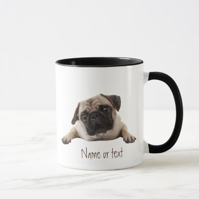 Taza Acuarela Pug Mascota Perro Personalizado Mug (Derecha)
