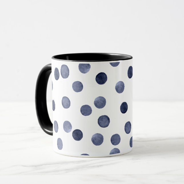 Taza Acuarela. Punto de polka azul (Anverso izquierdo)