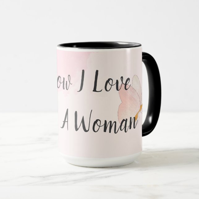 Taza Acuarela Rosa Moderna Oh Cuánto Amo Ser Mujer (Anverso derecho)