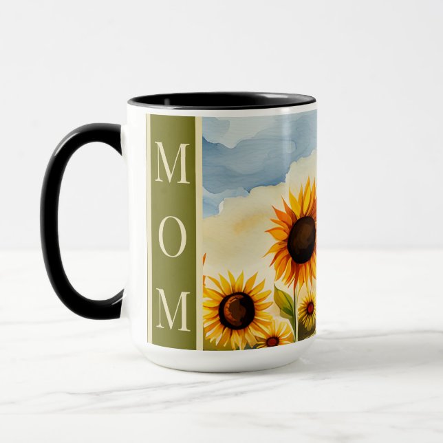 Taza Acuarela Rusa Whimsical Sunflowers Mom Mug (Izquierda)
