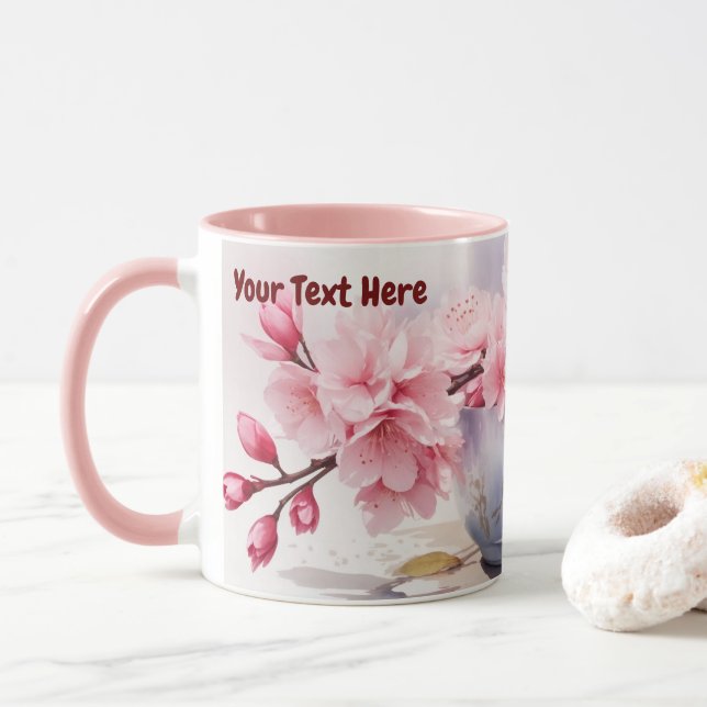 Taza Acuarela Sakura Cherry Blossom Mug (Con donut)