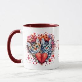 Taza Acuarela San Valentín gatos con amor