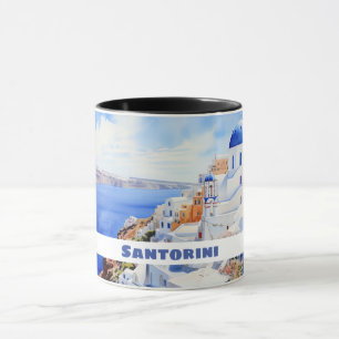 Taza Acuarela Santorini Oia