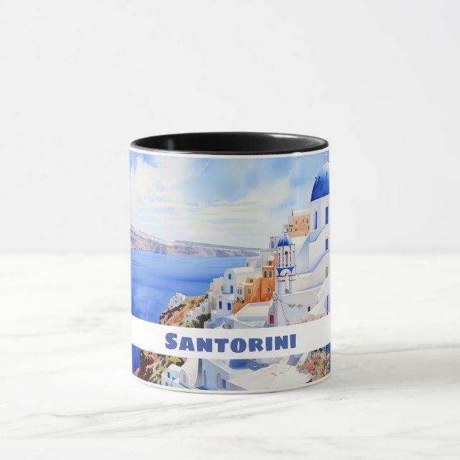 Taza Acuarela Santorini Oia (Centro)