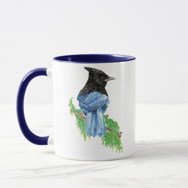 Taza Acuarela Stellar Jay, Pájaro, colección de la natu (Izquierda)