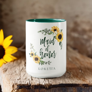 Taza Acuarela Sunflowers Madera De Honor