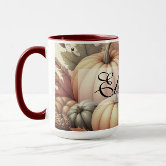 Taza Acuarela vintage de calabazas y hojas caídas