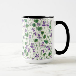 Taza Acuarelas de violetas sobre blanco apagado