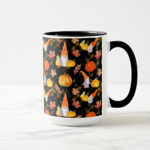 Taza Acuarelas Gnomos de Otoño, Calabazas y Hojas
