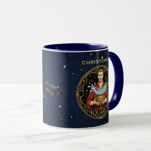 Taza Acuario Portador de Agua Símbolo Zodiacal Para Él