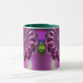 Taza ADA ~ Zany 3D Fractal ~ Purple Pink Green