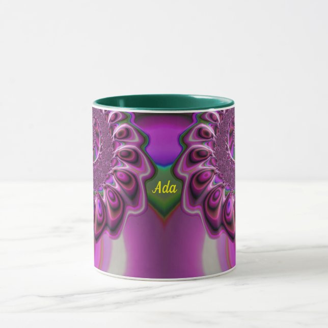 Taza ADA ~ Zany 3D Fractal ~ Purple Pink Green (Centro)