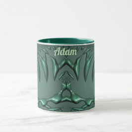 Taza ADAM ~ Zany 3D Fractal ~ Green 3D Mug