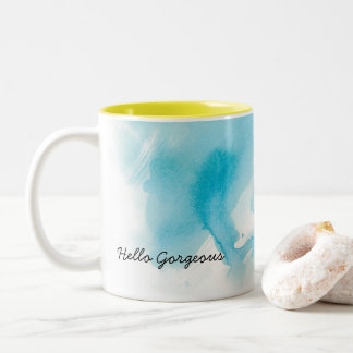 Taza adaptable de la acuarela de la aguamarina